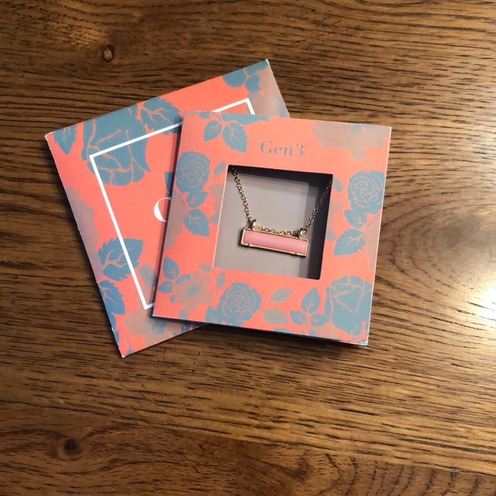 Gen3 Stella Pink Pendant Gold Bar Necklace